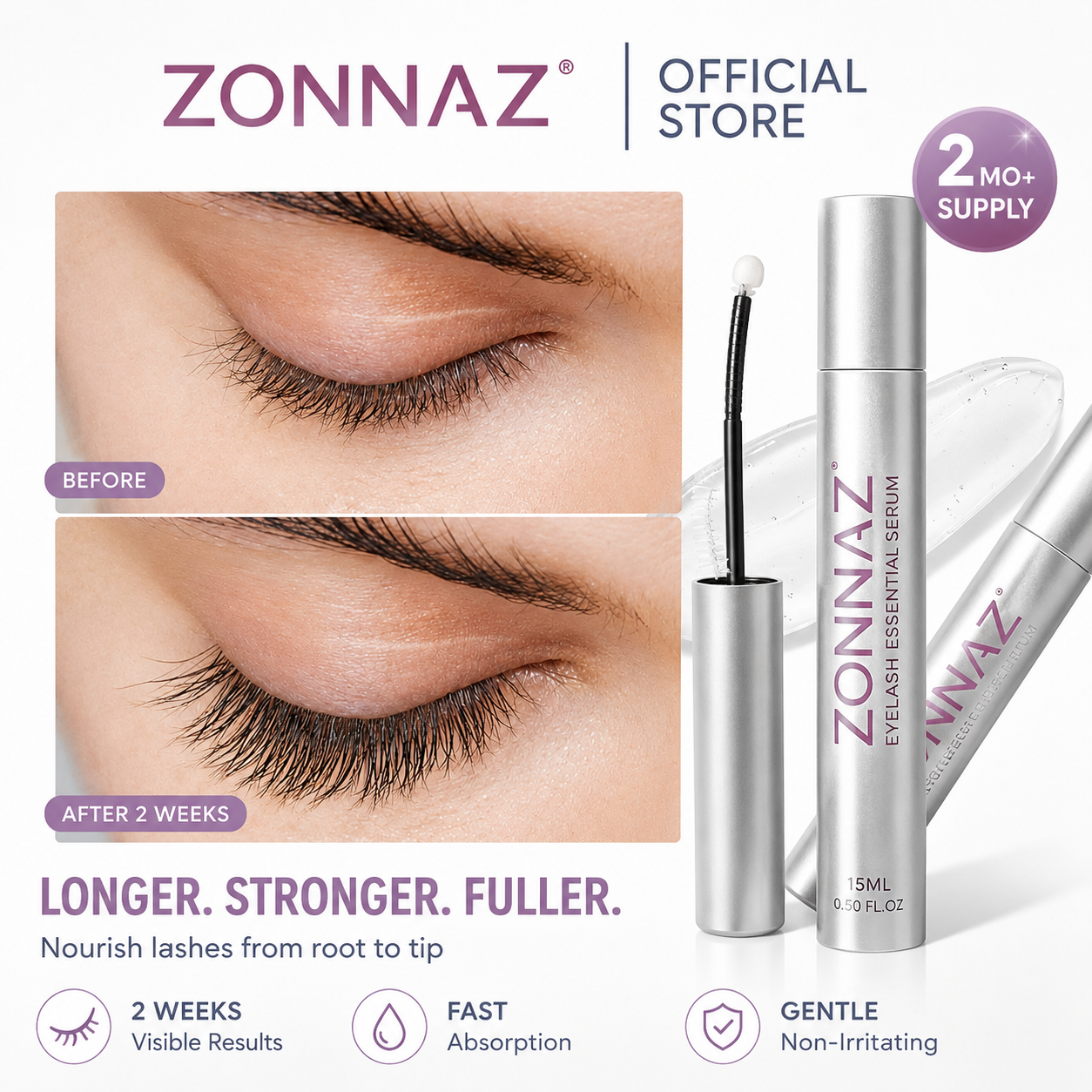 Buy 1 Get 1 Free ✨ Eyelash Growth Serum (Large Size) — Achieve fuller, thicker lashes in just 2 weeks.
