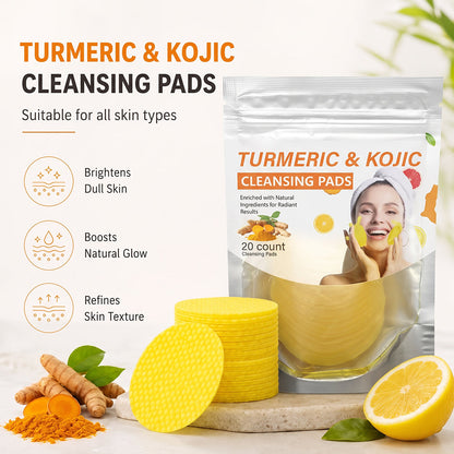 Turmeric & Kojic Acid Cleansing Pads,20pcs🟡